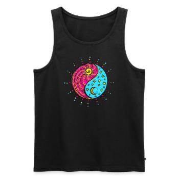 Yin Yang, Sun, moon, stars, Chinese symbol - Men's Premium Organic Tank Top - black - Front - AI Model Male 178 light (178cm)