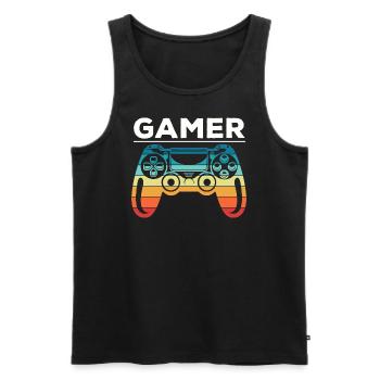 Gaming Gamer Videospiele online gaming vintage - Männer Premium Bio Tank Top - Schwarz - Vorne - AI Model Male 178 light (178cm)