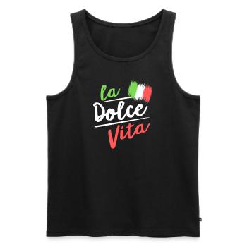 la dolce vita I drapeau italien - Débardeur bio Premium Homme - noir - Devant - AI Model Male 178 light (178cm)