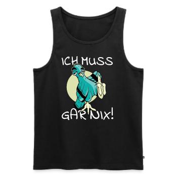Vogel Vogelfutter Ich muss gar nix cooler Spruch - Männer Premium Bio Tank Top - Schwarz - Vorne - Michal (187cm)