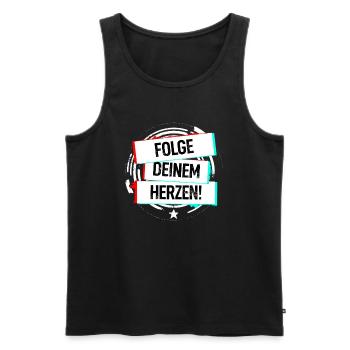 Folge Deinem Herzen! - Männer Premium Bio Tank Top - Schwarz - Vorne - AI Model Male 178 light (178cm)
