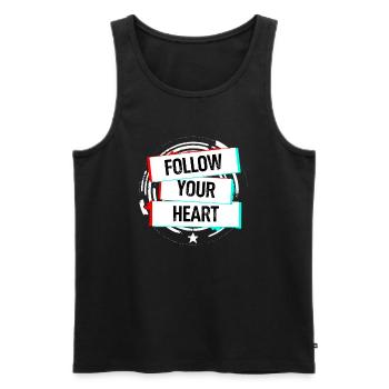 Follow your Heart - Men's Premium Organic Tank Top - black - Front - Michal (187cm)