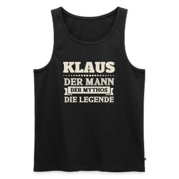 Klaus - Mann, Mythos, Legende - Männer Premium Bio Tank Top - Schwarz - Vorne - Michal (187cm)