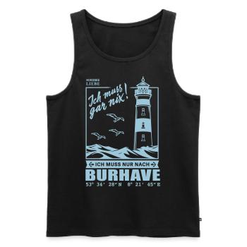 Burhave, Urlaub Nordsee Camping Leuchtturm Strand - Männer Premium Bio Tank Top - Schwarz - Vorne - Michal (187cm)