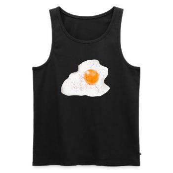 Oeuf au plat par HOB Products - Débardeur bio Premium Homme - noir - Devant - AI Model Male 178 light (178cm)