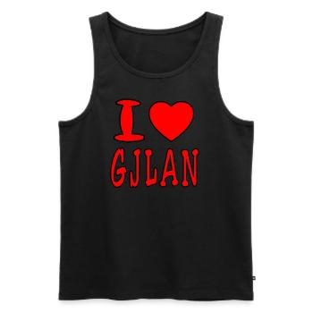 Gjlan, Kosova, Prishtina, Prizreni, Kuq e zi - Men's Premium Organic Tank Top - black - Front - AI Model Male 178 light (178cm)