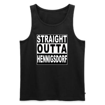 Straight outta Hennigsdorf - Männer Premium Bio Tank Top - Schwarz - Vorne - Michal (187cm)