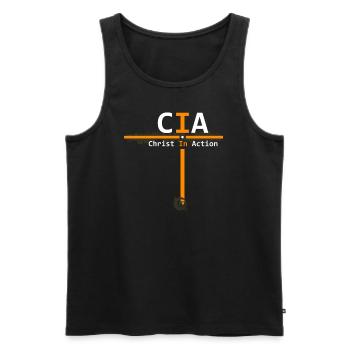 CIA - Christ In Action - Männer Premium Bio Tank Top - Schwarz - Vorne - AI Model Male 178 light (178cm)
