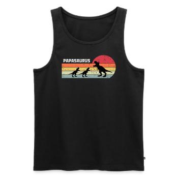 Papasaurius Papa Dino Retro Geschenk - Männer Premium Bio Tank Top - Schwarz - Vorne - Michal (187cm)