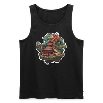 Balinese dragon temple - Men's Premium Organic Tank Top - black - Front - AI Model Male 178 light (178cm)