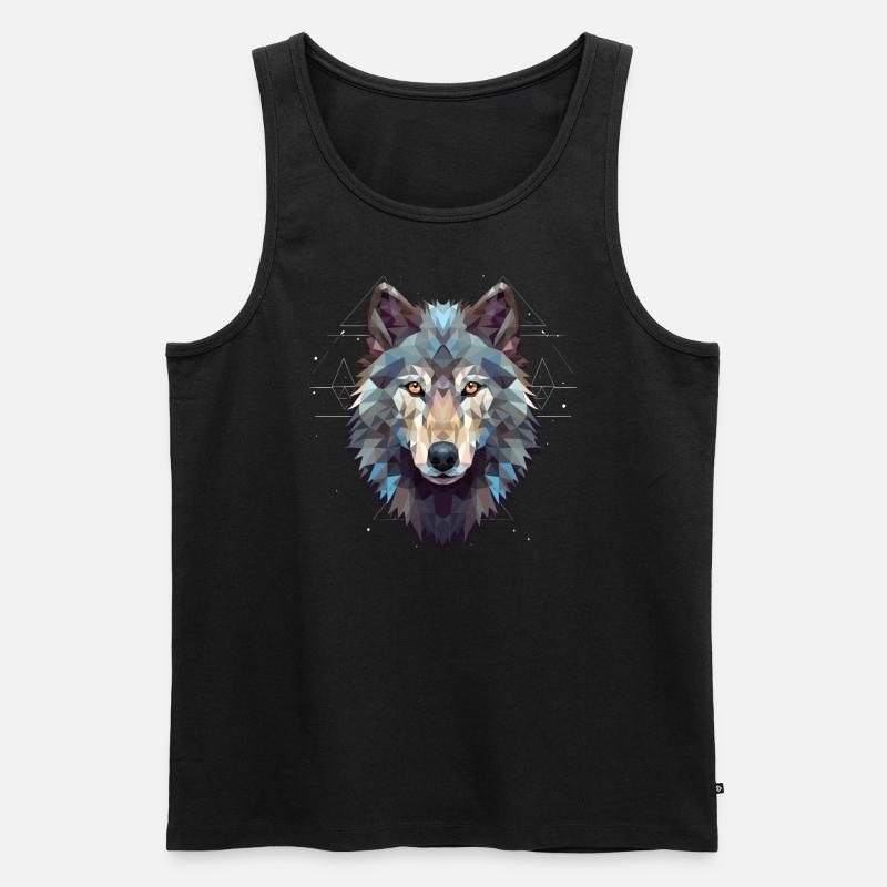 Geometrischer Wolfkopf Polygonal - Männer Premium Bio Tank Top - Schwarz