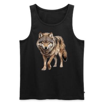 Chemise de loup pour tous les amoureux de la nature et des animaux - Débardeur bio Premium Homme - noir - Devant - Michal (187cm)