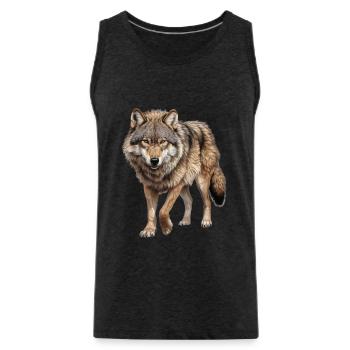 Wolf shirt for all nature lovers and animal lovers - Men's Premium Organic Tank Top - charcoal grey - Front - Alexander (188cm)