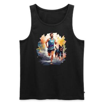 Cooles Canicross Läufer T-Shirt im Polygon Style - Männer Premium Bio Tank Top - Schwarz - Vorne - Michal (187cm)