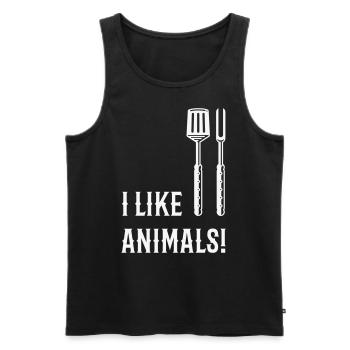 I Like Animals! (Grill Cutlery / White) - Men's Premium Organic Tank Top - black - Front - Michal (187cm)