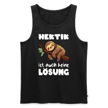Hektik ist auch keine Lösung Schlafendes Faultier - Männer Premium Bio Tank Top - Schwarz - Vorne - Michal (187cm)