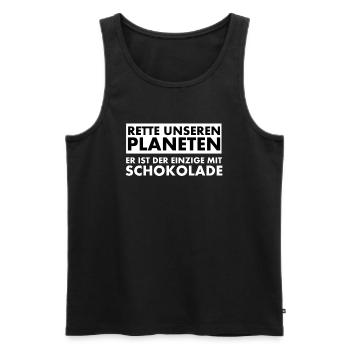 Rette unseren Planeten. Er ist der Einzige mit... - Männer Premium Bio Tank Top - Schwarz - Vorne - Michal (187cm)