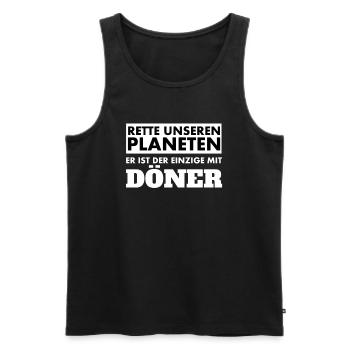 Rette unseren Planeten. Er ist der Einzige mit... - Männer Premium Bio Tank Top - Schwarz - Vorne - Michal (187cm)