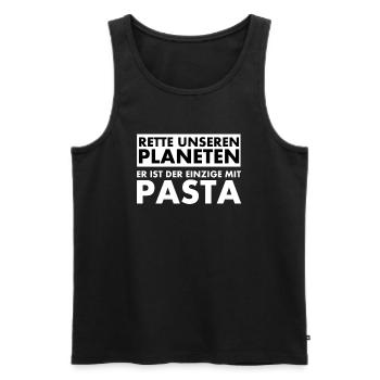 Rette unseren Planeten. Er ist der Einzige mit... - Männer Premium Bio Tank Top - Schwarz - Vorne - Michal (187cm)