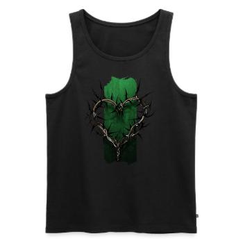 Dévotion épineuse : branche d’épine en forme de cœur - Débardeur bio Premium Homme - noir - Devant - AI Model Male 178 light (178cm)
