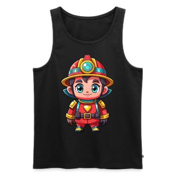 Hero in red the firefighter - Men's Premium Organic Tank Top - black - Front - AI Model Male 178 light (178cm)
