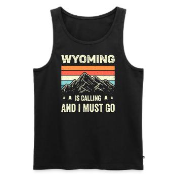 Wyoming ruft und ich muss gehen - Männer Premium Bio Tank Top - Schwarz - Vorne - Michal (187cm)