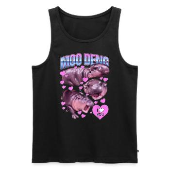 Moo Deng Cute Baby Pygmy Hippo Funny Hippopotamus - Men's Premium Organic Tank Top - black - Front - AI Model Male 178 light (178cm)