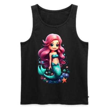 Cute mermaid chibi with pink hair - Men's Premium Organic Tank Top - black - Front - AI Model Male 178 light (178cm)
