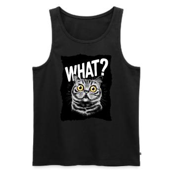 Cat - What? - Men's Premium Organic Tank Top - black - Front - AI Model Male 178 light (178cm)