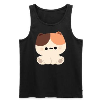 Cute Tortie Cat - Men's Premium Organic Tank Top - black - Front - AI Model Male 178 light (178cm)