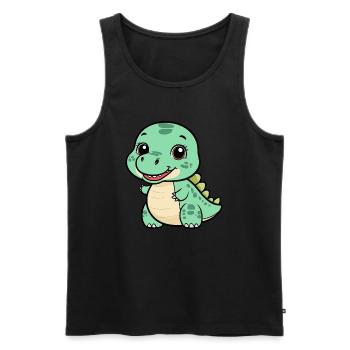 Cute Dino with a Grin - Green - Men's Premium Organic Tank Top - black - Front - Michal (187cm)
