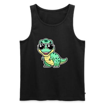 Dino with glasses - Cool - Men's Premium Organic Tank Top - black - Front - AI Model Male 178 light (178cm)