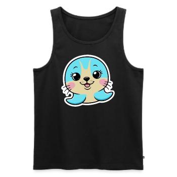 Seehund / Seerobbe -Niedlicher Blick - Blau - Männer Premium Bio Tank Top - Schwarz - Vorne - AI Model Male 178 light (178cm)