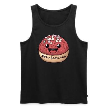 Nett-Brötchen | Mett | Comic - Männer Premium Bio Tank Top - Schwarz - Vorne - Michal (187cm)