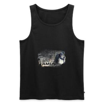 Kampf Teufel Amen Krieger Spruch Kreuzritter - Männer Premium Bio Tank Top - Schwarz - Vorne - AI Model Male 178 light (178cm)