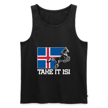 Islandpferde Take it Isi Islandflagge Geschenk - Männer Premium Bio Tank Top - Schwarz - Vorne - Michal (187cm)