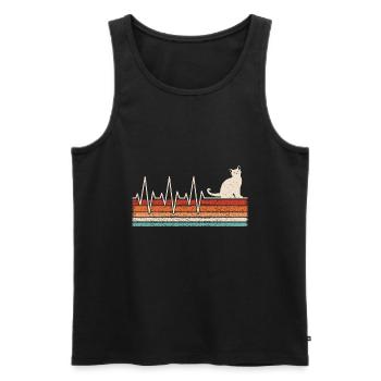 Katzen Herzschlag - Männer Premium Bio Tank Top - Schwarz - Vorne - Michal (187cm)