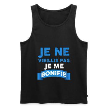 Je Ne Vieillis Pas Je Me Bonifie - Débardeur bio Premium Homme - noir - Devant - AI Model Male 178 light (178cm)