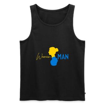 Frau > Mann - Männer Premium Bio Tank Top - Schwarz - Vorne - Michal (187cm)