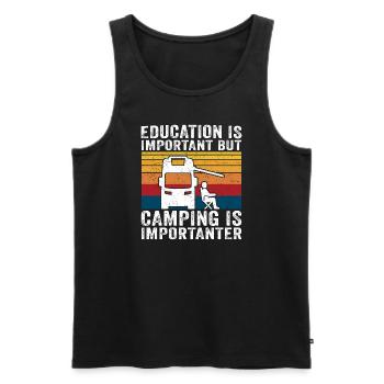 camping is importanter motorhome t-shirt camper - Men's Premium Organic Tank Top - black - Front - AI Model Male 178 light (178cm)