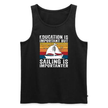 L’éducation est importante, mais la voile est plus importante - Débardeur bio Premium Homme - noir - Devant - Michal (187cm)