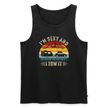 i'm sexy and i tow it camping t-shirt caravan - Men's Premium Organic Tank Top - black - Front - AI Model Male 178 light (178cm)