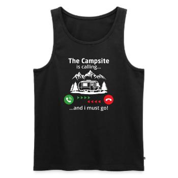Der Campingplatz ruft und ich muss gehen - Männer Premium Bio Tank Top - Schwarz - Vorne - Michal (187cm)