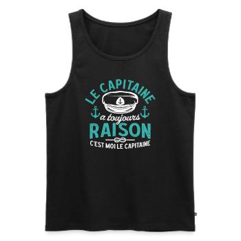 C'est moi le capitaine t-shirt capitaine - Débardeur bio Premium Homme - noir - Devant - Michal (187cm)