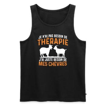 besoin de mes chèvres cadeau chèvre - Débardeur bio Premium Homme - noir - Devant - Michal (187cm)