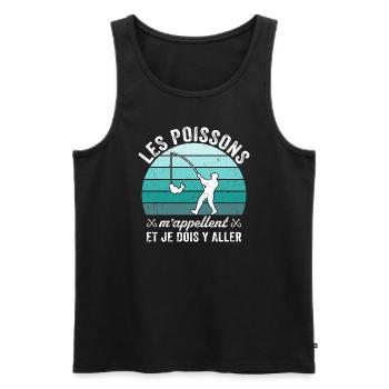 les poissons m'appellent et je dois y aller - Débardeur bio Premium Homme - noir - Devant - Michal (187cm)