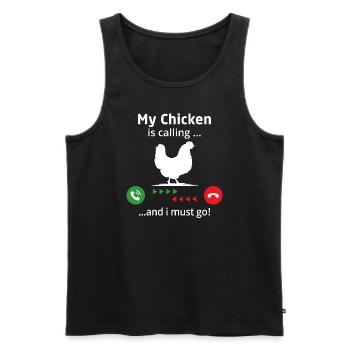 Mon poulet m’appelle et je dois y aller - Débardeur bio Premium Homme - noir - Devant - Michal (187cm)