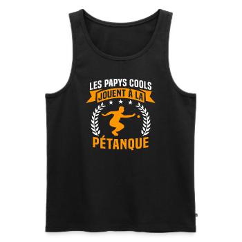 Les Papys Cools jouent à la pétanque - Débardeur bio Premium Homme - noir - Devant - Michal (187cm)
