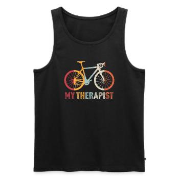 Mein Therapeut Radfahren T-Shirt Radfahren - Männer Premium Bio Tank Top - Schwarz - Vorne - AI Model Male 178 light (178cm)