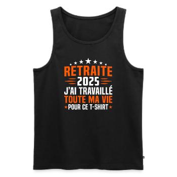 Retraité en 2025 cadeau retraité 2025 - Débardeur bio Premium Homme - noir - Devant - Michal (187cm)